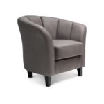 Florence Steel Grey Vegan Leather Armchair - Black Legs - Image 5