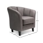 Florence Steel Grey Vegan Leather Armchair - Black Legs - Image 9