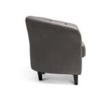 Florence Steel Grey Vegan Leather Armchair - Black Legs - Image 6