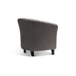 Florence Steel Grey Vegan Leather Armchair - Black Legs - Image 7