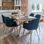 Freya Blue Velvet Armchairs - Set of 2 - Whitewash Oak Legs - Image 2