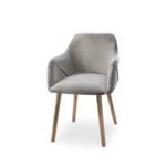 Freya Grey Velvet Armchairs - Set of 2 - Whitewash Oak Legs - Image 5