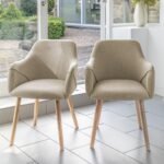 Freya Sand Armchairs - Set of 2 - Whitewash Oak Legs