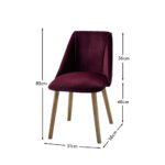 Freya Burgundy Red Dining Chairs - Set of 2 - Chalked Mangowood Legs - Image 2