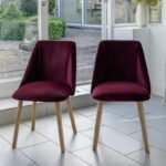 Freya Burgundy Red Dining Chairs - Set of 2 - Chalked Mangowood Legs