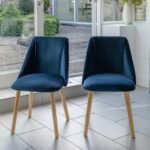 Freya Ink Blue Dining Chairs - Set of 2 - Pale Oak Legs