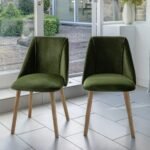 Freya Fern Green Dining Chairs - Set of 2 - Chalked Mangowood Legs