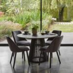 Freya Grey Velvet Dining Chairs - Set of 2 - Black Oak Legs - Image 3