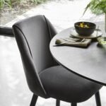 Freya Grey Velvet Dining Chairs - Set of 2 - Black Oak Legs - Image 6