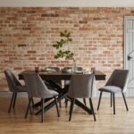 Freya Grey Velvet Dining Chairs - Set of 2 - Black Oak Legs - Image 2