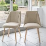 Amelia Whitewash Extendable Dining Table Set - 6 Seater - Freya Sand Dining Chairs - Oak Legs - Image 2