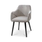 Amelia Whitewash Dining Table Set - 6 Seater - Freya Fossil Carver Chairs - Black Legs - Image 7