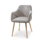 Outlet - Freya Armchairs - Set Of 2 - Fossil with Whitewash Oak Legs - Image 3