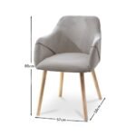 Outlet - Freya Armchairs - Set Of 2 - Fossil with Whitewash Oak Legs - Image 4