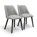 Amelia Whitewash Dining Table Set - 6 Seater - Freya Fossil Dining Chairs - Black Legs - Image 8