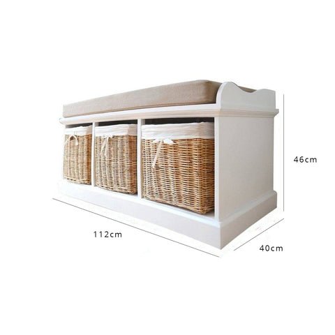 OUTLET-3 Basket Shoe Bench - White - Laura James