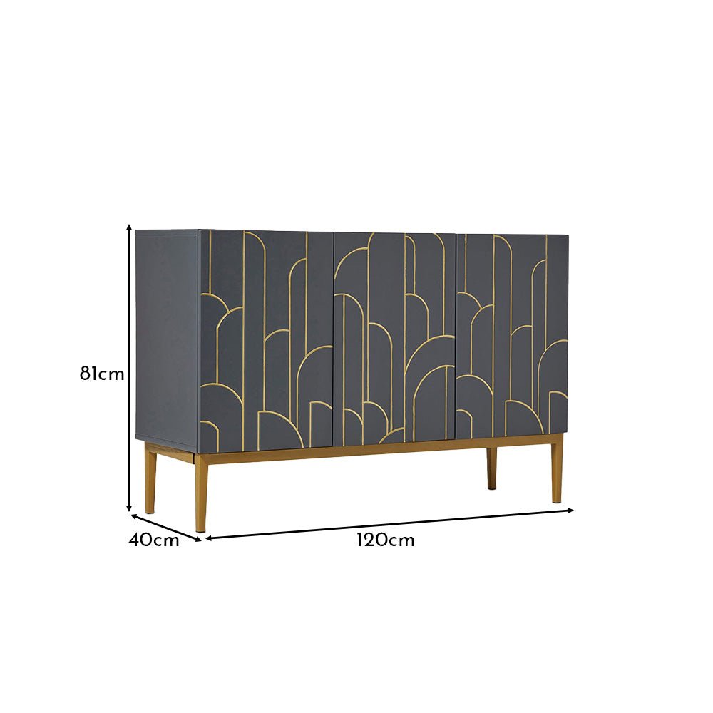 Gatsby 3 Door Sideboard - Smoke Grey 1 gatsby 3 door grey Gatsby 3 Door Sideboard - Smoke Grey