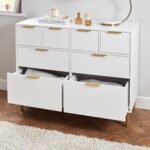 Gloria 3 Piece Bedroom Furniture Set - 4 Over 4 Chest of Drawers - White - Image 8