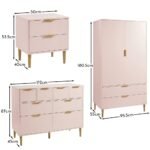 Gloria 4 Piece Bedroom Furniture Set - 4 Over 4 Chest of Drawers - Blush Pink - Image 18