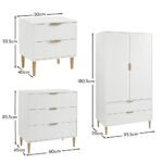 Gloria 3 Piece Bedroom Furniture Set - 3 Drawer Chest of Drawers - White - Image 17