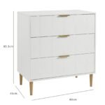 Gloria 4 Piece Bedroom Furniture Set - 3 Drawer Chest of Drawers - White - Image 16