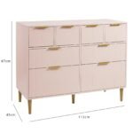 Gloria 4 Piece Bedroom Furniture Set - 4 Over 4 Chest of Drawers - Blush Pink - Image 15