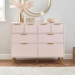 Gloria 8 Drawer Chest of Drawers - Blush Pink & Brass Effect