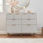 Outlet - Gloria 8 Drawer Chest of Drawers - Grey & Brass Effect
