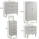 Gloria Wardrobe & Drawers Set - 3 Drawer Chest of Drawers - Grey - Image 22