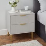 Gloria Bedside Table - Grey & Brass Effect - Image 2