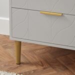 Gloria Bedside Table - Grey & Brass Effect - Image 3