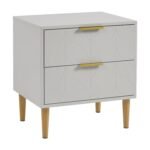 Gloria Bedside Table - Grey & Brass Effect - Image 4