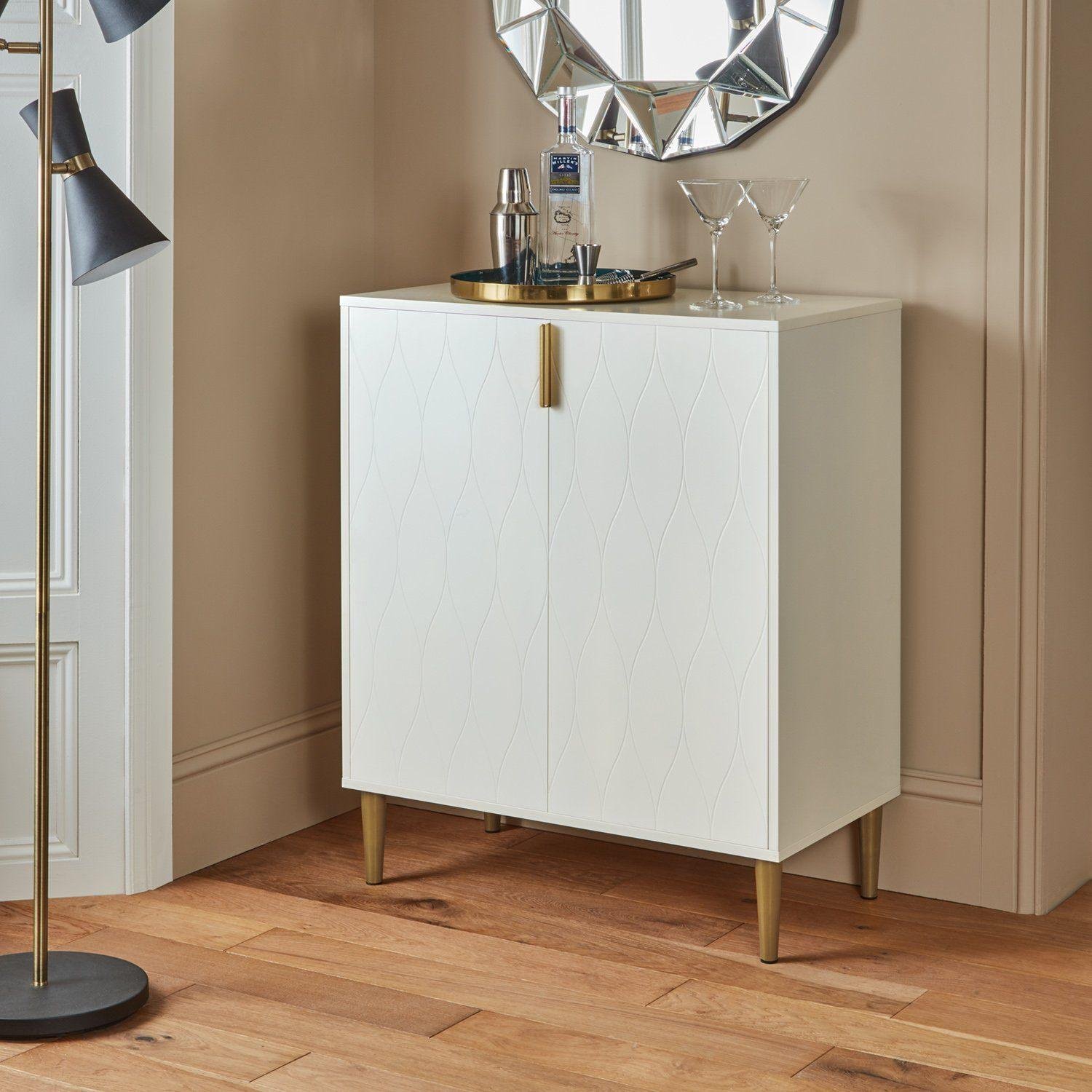 gloria-small-sideboard-white-laura-james-1 Gloria 2 Door Small Sideboard - White & Brass Legs