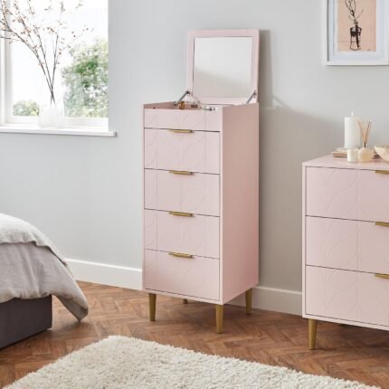 Gloria Tallboy - Blush Pink & Brass Effect
