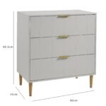 Gloria Wardrobe & Drawers Set - 3 Drawer Chest of Drawers - Grey - Image 21
