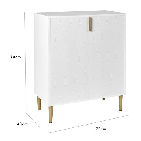 Gloria 2 Door Small Sideboard - White & Brass Legs 1 Gloria 2 Door Small Sideboard - White & Brass Legs