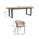 Hali 4 Seater Wooden Outdoor Dining Set with Hali Natural Chairs & Grey LED Premium Cantilever Parasol - 175cm - Image 14