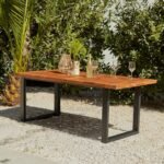 Outlet - Hali 6 Seater Steel Acacia Top Dining Table 175cm
