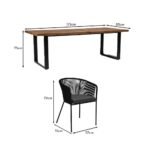 Hali 6 Seater Wooden Outdoor Dining Set with Hali Black Chairs & Grey LED Premium Cantilever Parasol - 175cm - Image 14