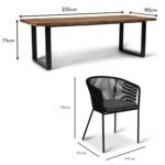 Hali 6 Seater Wooden Outdoor Dining Set with Hali Black Chairs & Grey LED Premium Cantilever Parasol  - 235cm - Image 14