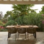 Hali 6 Seater Wooden Outdoor Dining Set with Hali Green Chairs & Grey Lean Over Parasol - 235cm - Image 3