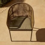 Amelia 6 Seater Wooden Garden Dining Set with 6 Hali Green Chairs - Light Brushed Acacia with Black Legs - Image 9