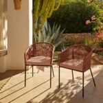 Hali 6 Seater Wooden Outdoor Dining Set with Hali Pink Chairs - 175cm - Image 4