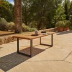 Hali 6 Seater Wooden Outdoor Dining Set with Hali Pink Chairs & Grey Lean Over Parasol - 175cm - Image 3