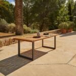 Hali 6 Seater Wooden Outdoor Dining Set with Hali Black Chairs & Cream Lean Over Parasol  - 235cm - Image 2