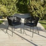 Hali 4 Seater Wooden Outdoor Dining Set with Hali Black Chairs & Cream Lean Over Parasol - 175cm - Image 3