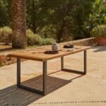 Hali 8 Seater Wooden Outdoor Dining Set with Hali Green Chairs & Grey LED Premium Cantilever Parasol - 235cm - Image 3