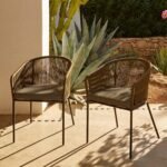 Hali 8 Seater Wooden Outdoor Dining Set with Hali Green Chairs & Grey LED Premium Cantilever Parasol - 235cm - Image 4