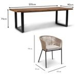 Hali 6 Seater Wooden Outdoor Dining Set with Hali Natural Chairs & Cream Lean Over Parasol - 235cm - Image 15