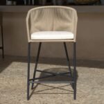 Hali Natural Rope Garden Bar Stool with Cushion - Image 2